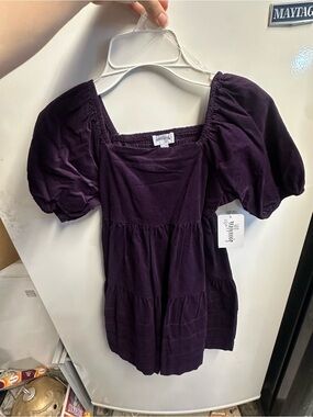 Speechless Puff Sleeve Square Neck Tunic in Plum